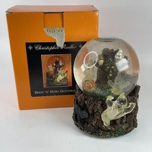 Christopher Radko Halloween Hoot N Howl Glitter Globe Snow Globe w Sound Ghosts
